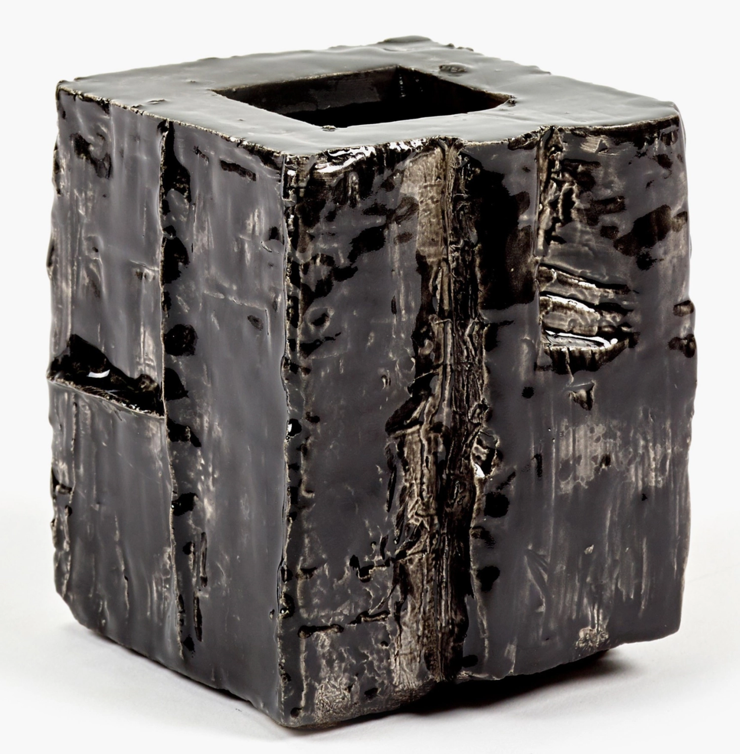 Eva Claessens Vase céramique rectangulaire H11cm noir