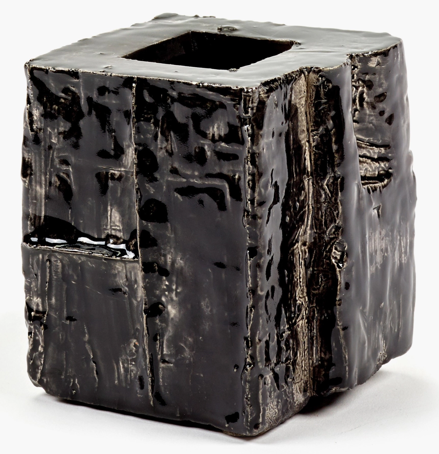 Eva Claessens Vase céramique rectangulaire H11cm noir