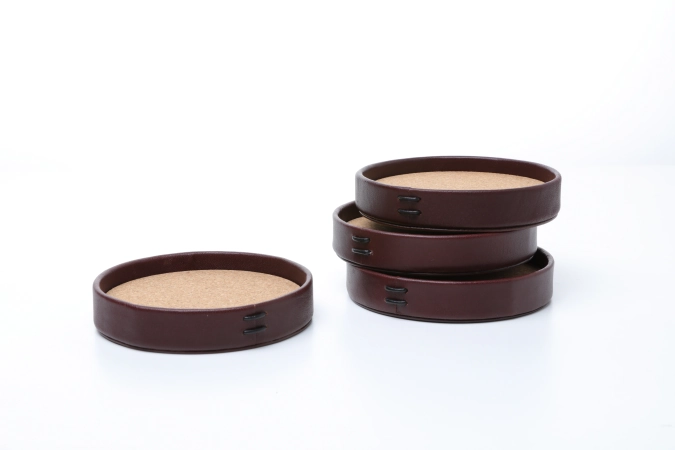 Set de 4 dessous de verre en cuir