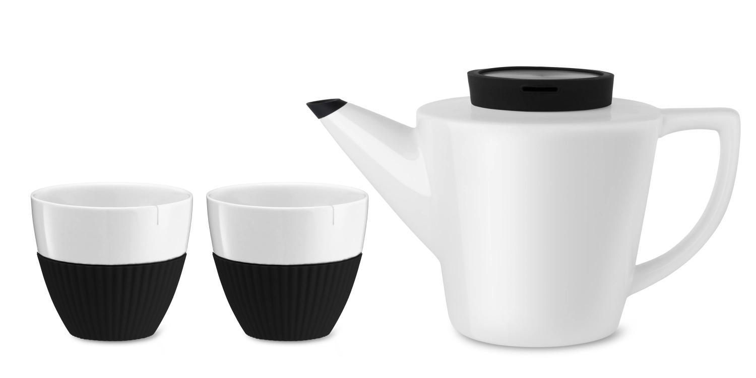 Set de 3 pots à thé Infusion porcelaine noire