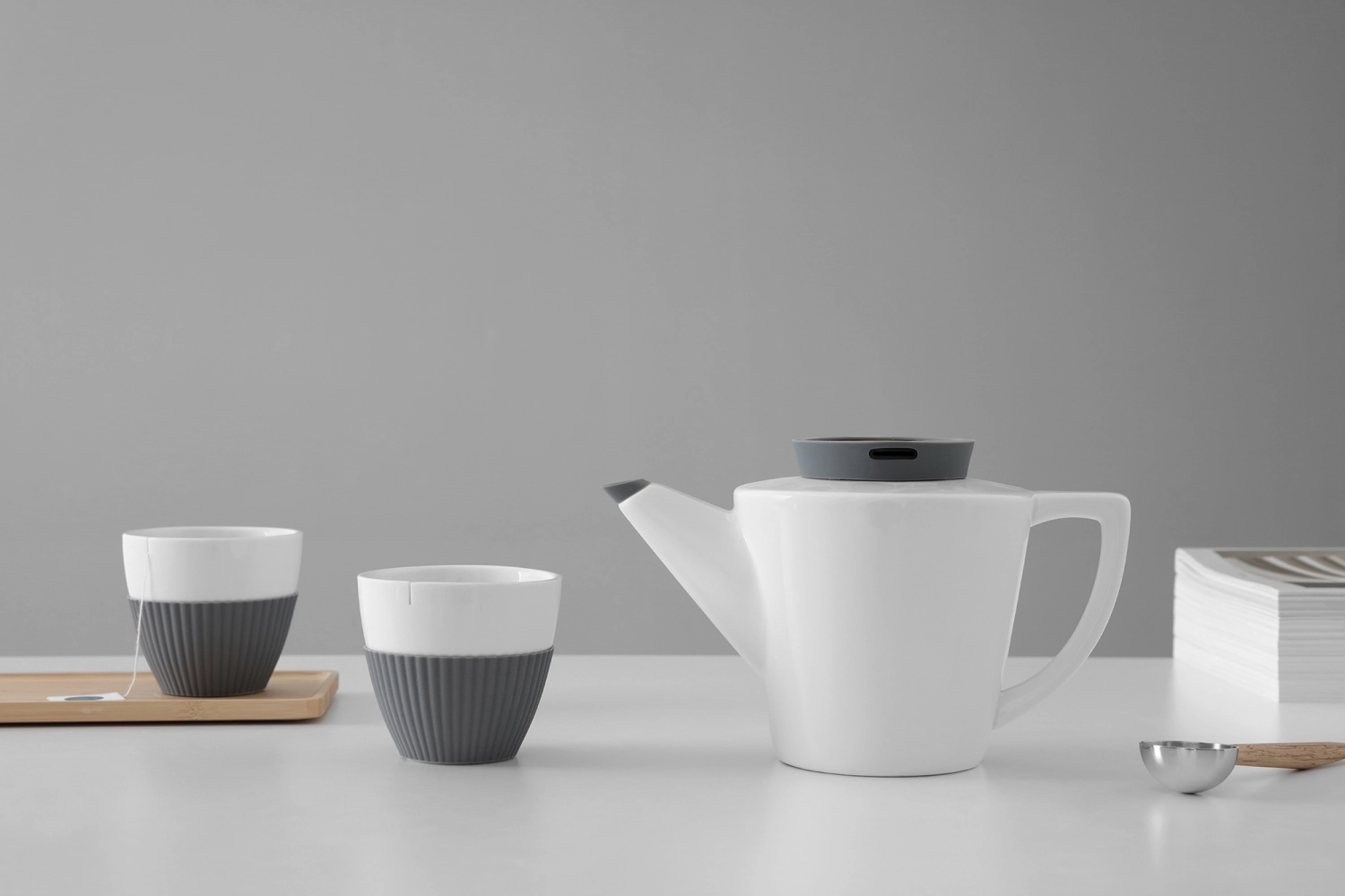 Set de 3 théières Infusion porcelaine grise