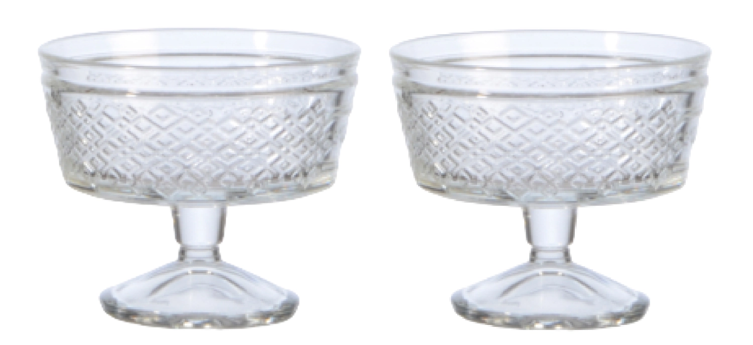 2er Set Coupeschale mit Relief