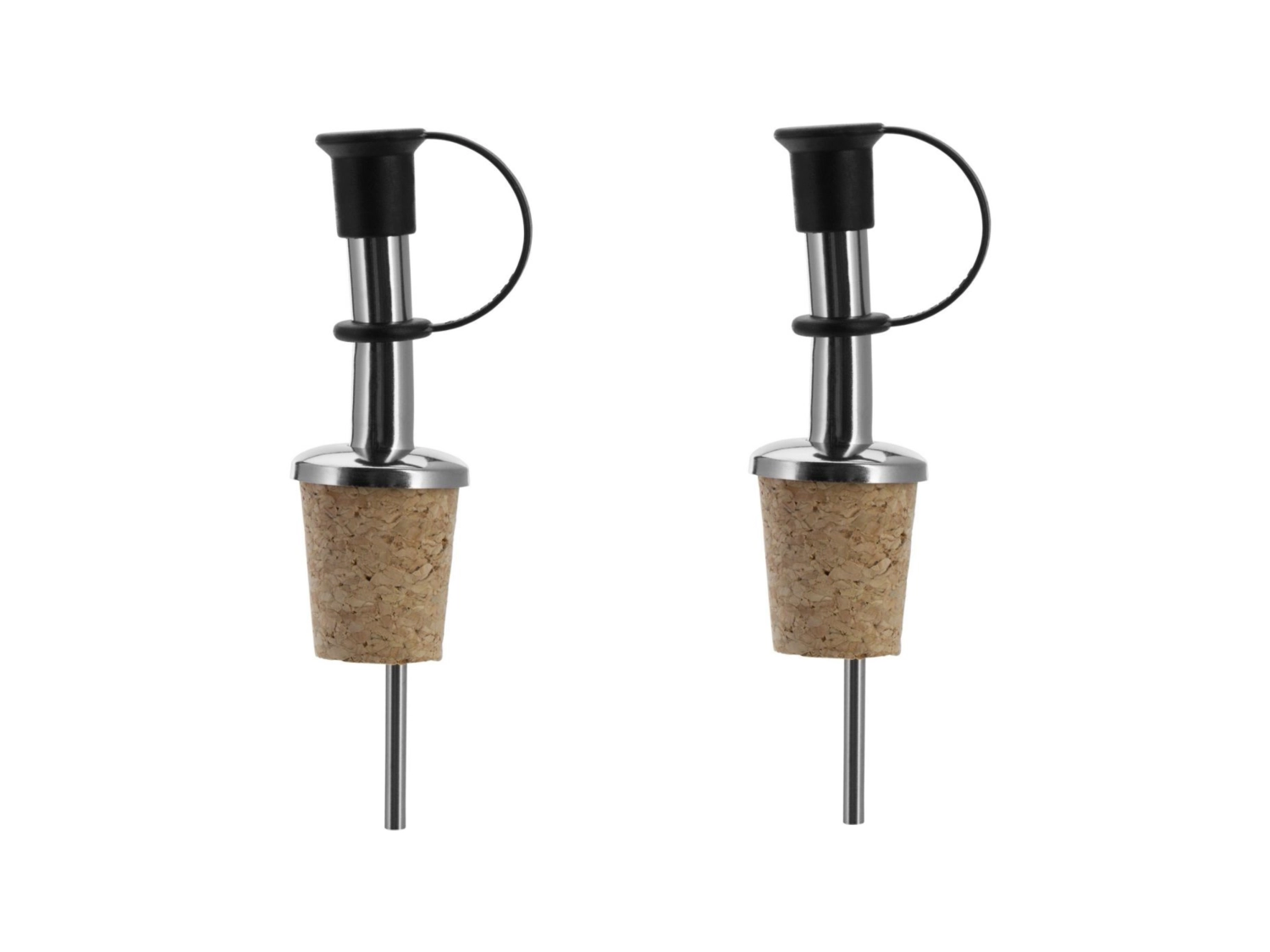 Set de 2 becs verseurs, inox , bouchon naturel