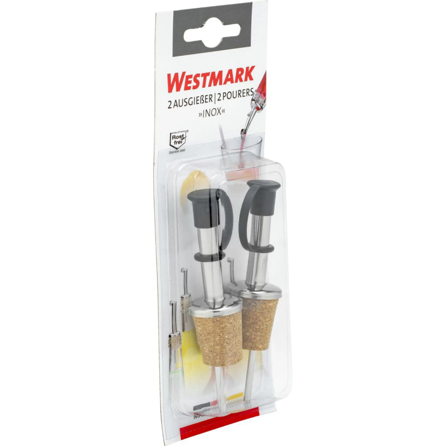 Set de 2 becs verseurs, inox , bouchon naturel