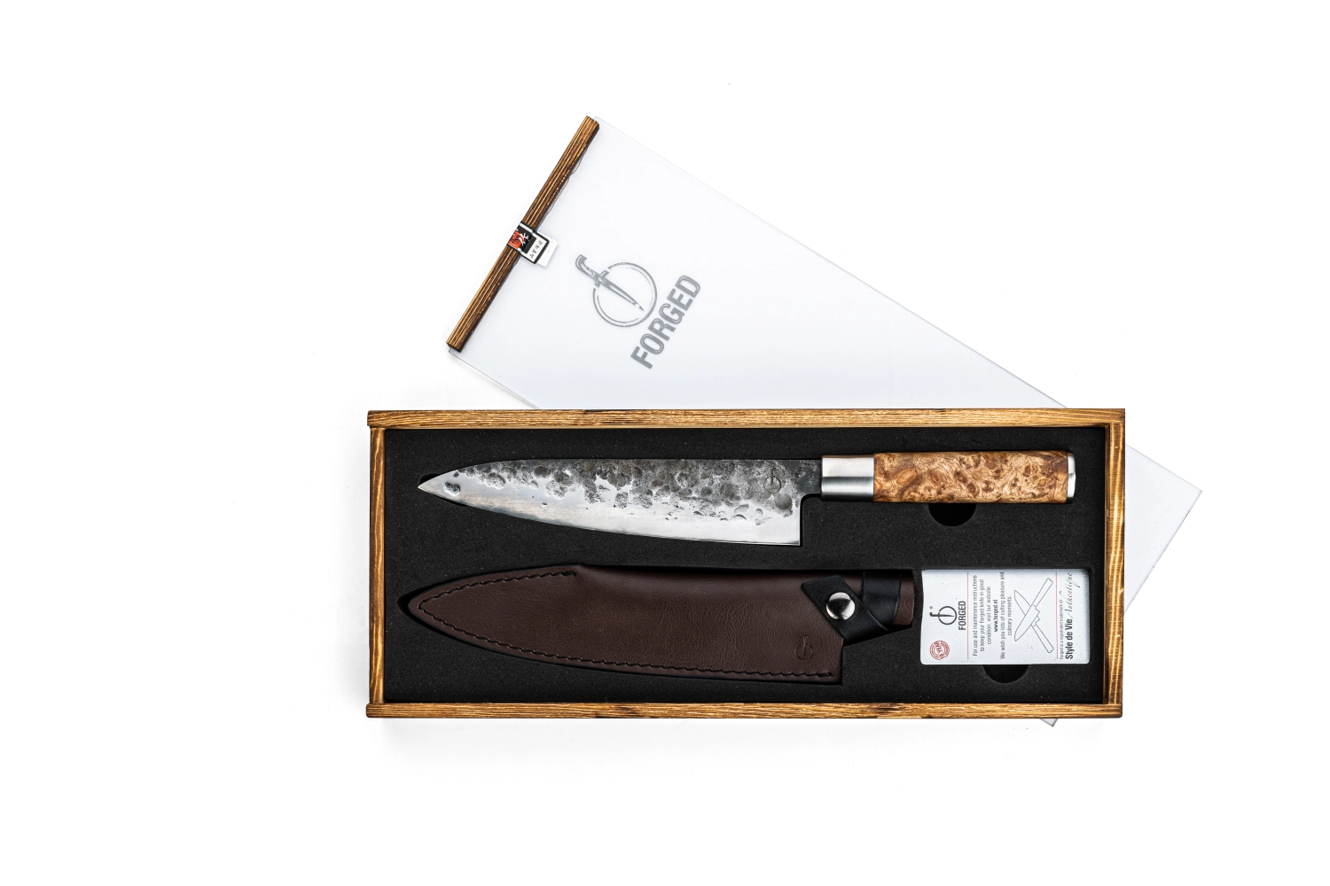 Forged VG10 Couteau de cuisine avec étui en cuir