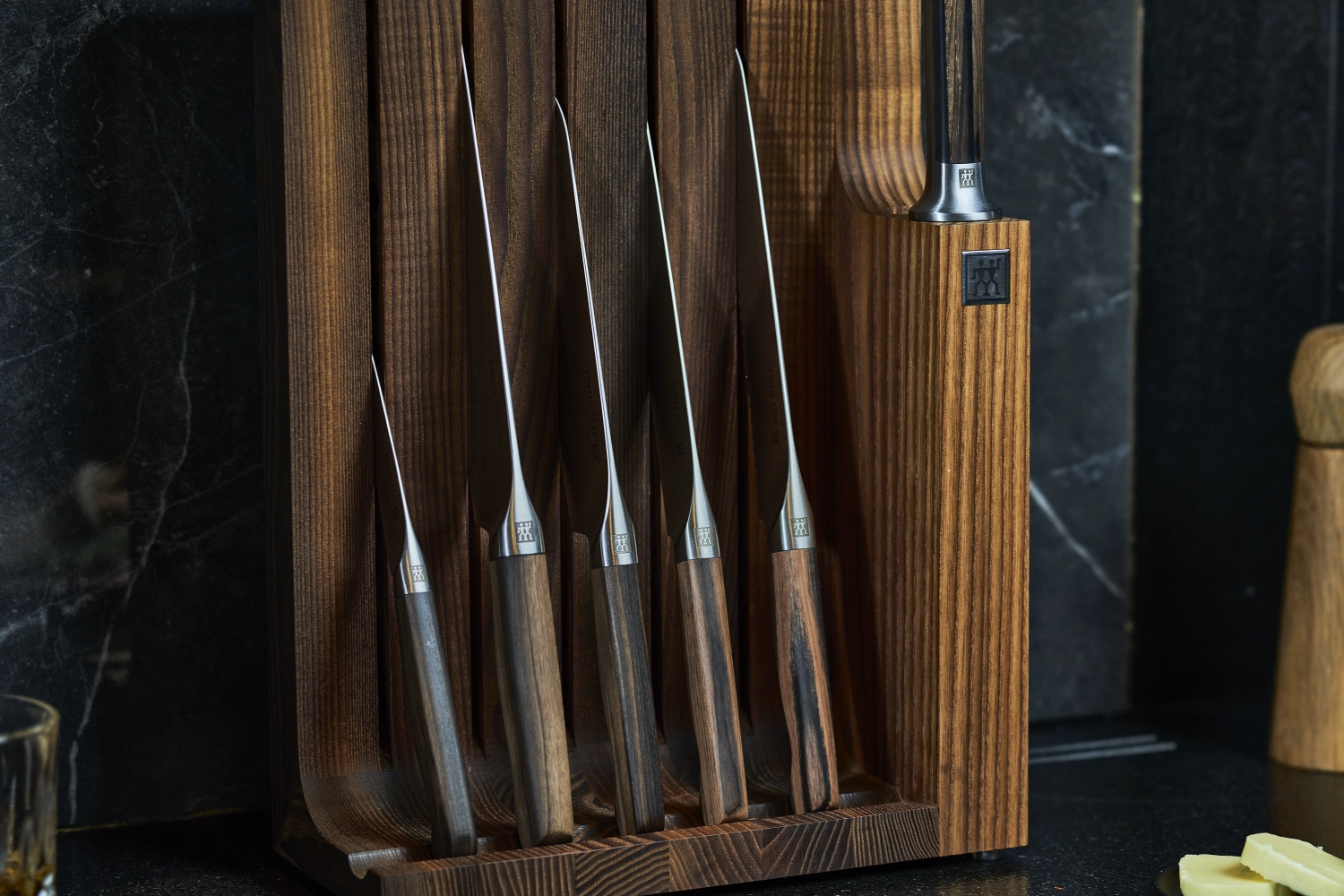 1731 Set de 7 blocs de couteaux en frêne