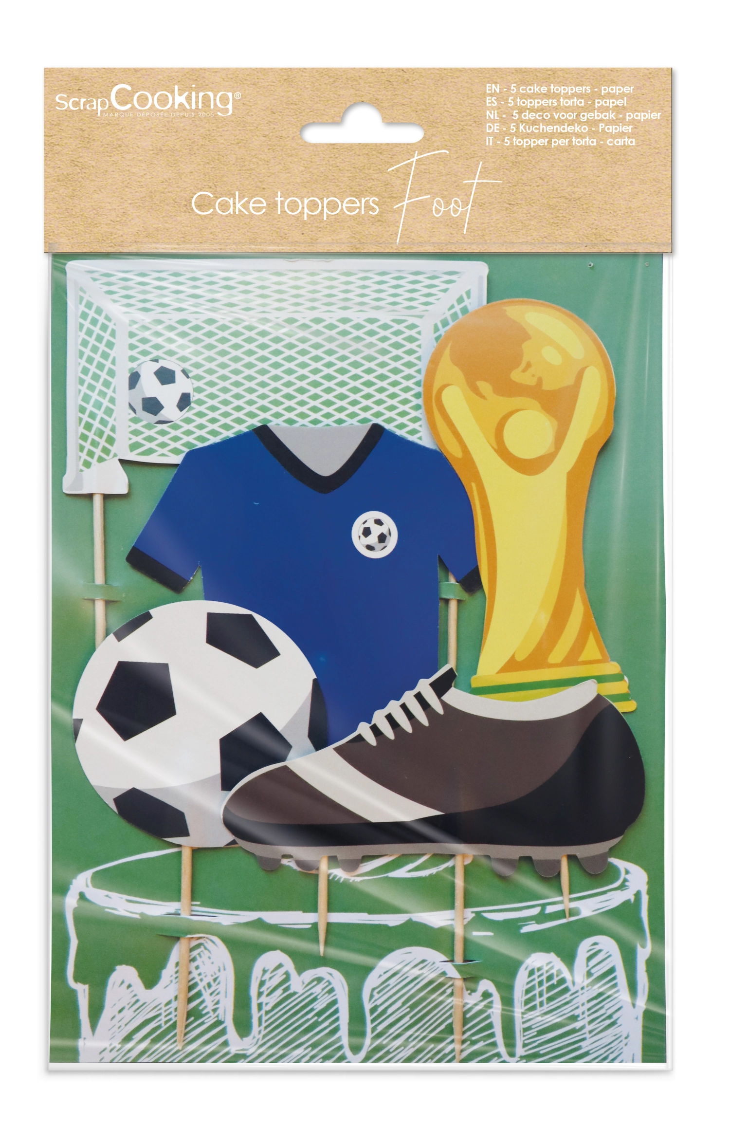 Set de 5 décorations de gâteaux avec des motifs de football