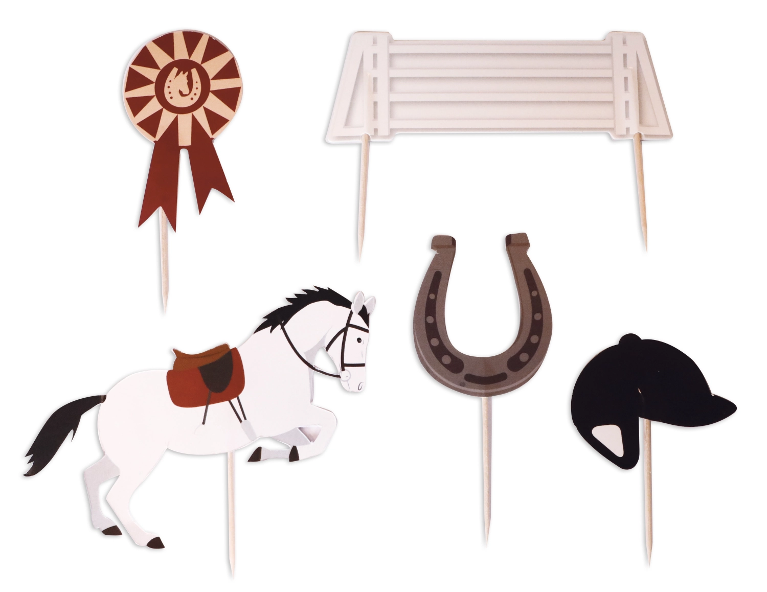 5er Set Kuchendekoration Reit Motive