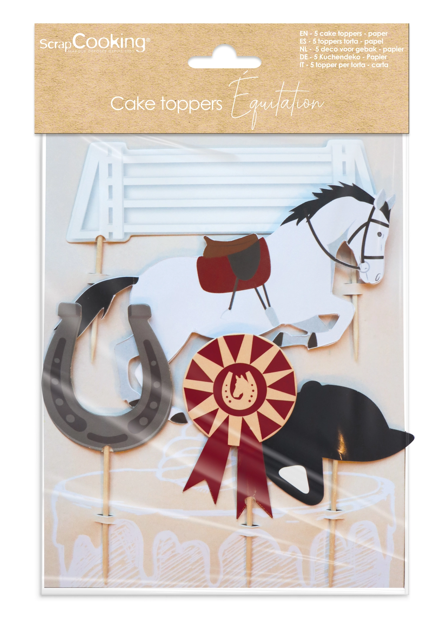 5er Set Kuchendekoration Reit Motive