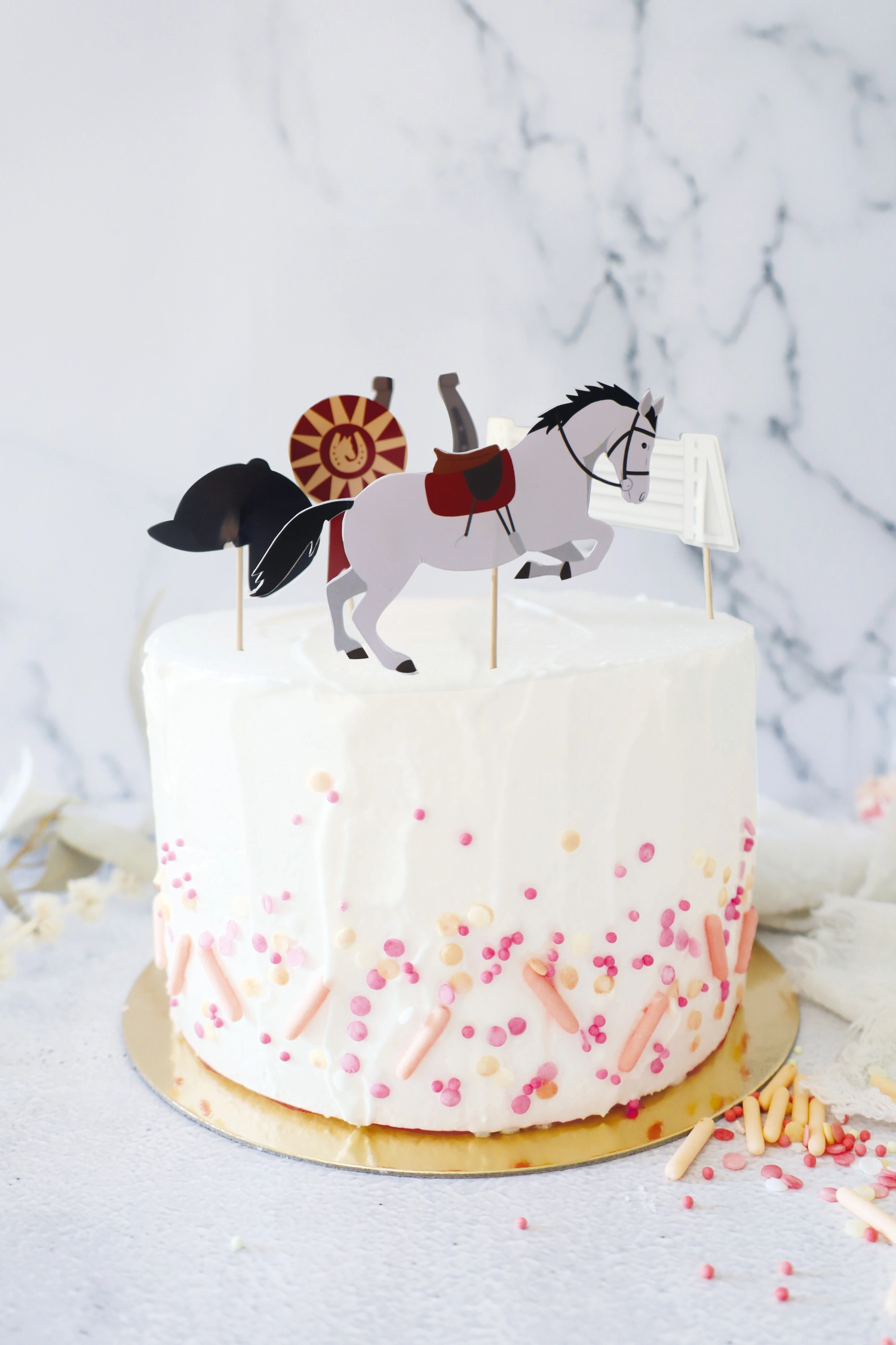 5er Set Kuchendekoration Reit Motive