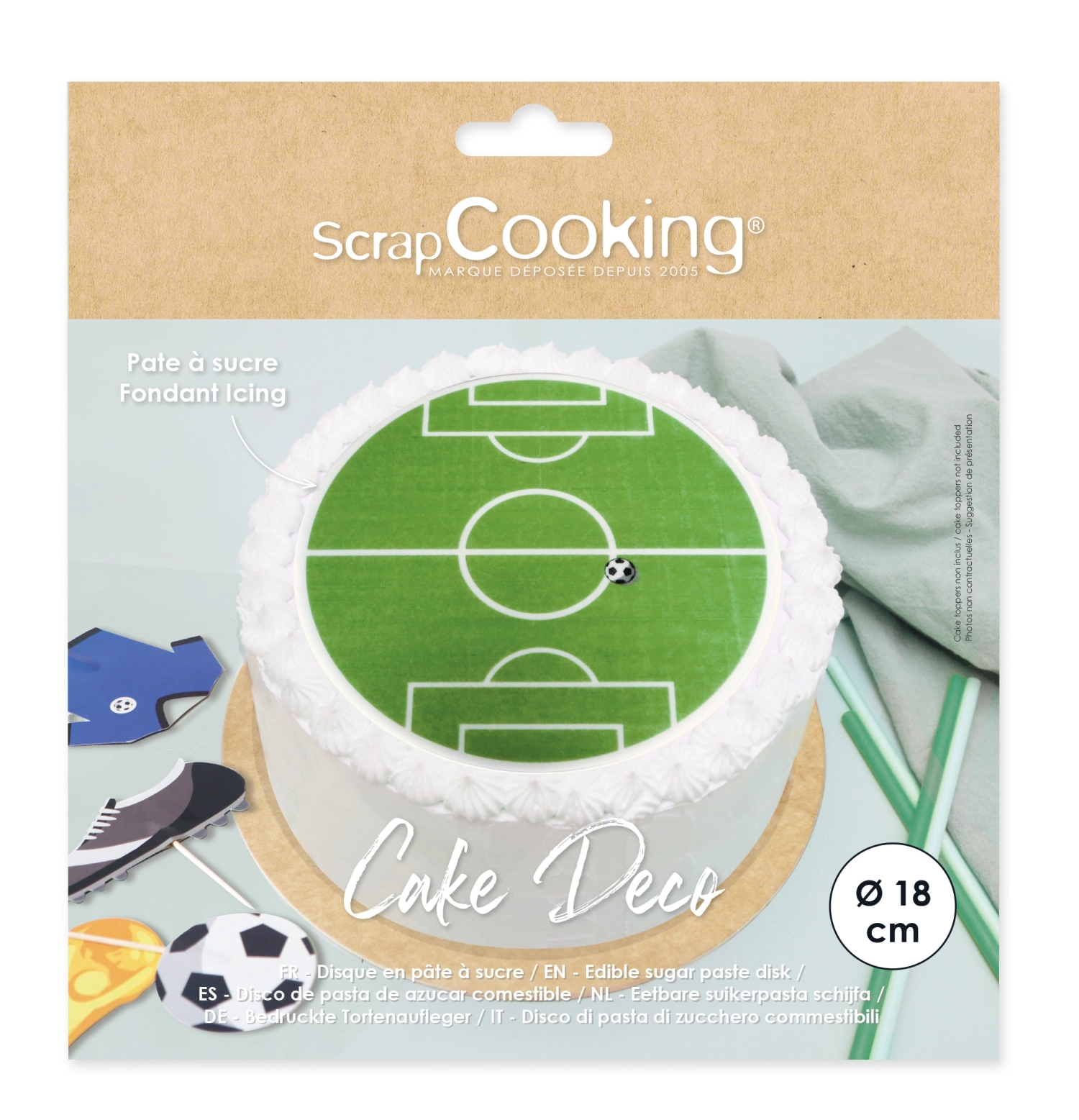 Dessus de tarte comestible en papier sucre Football