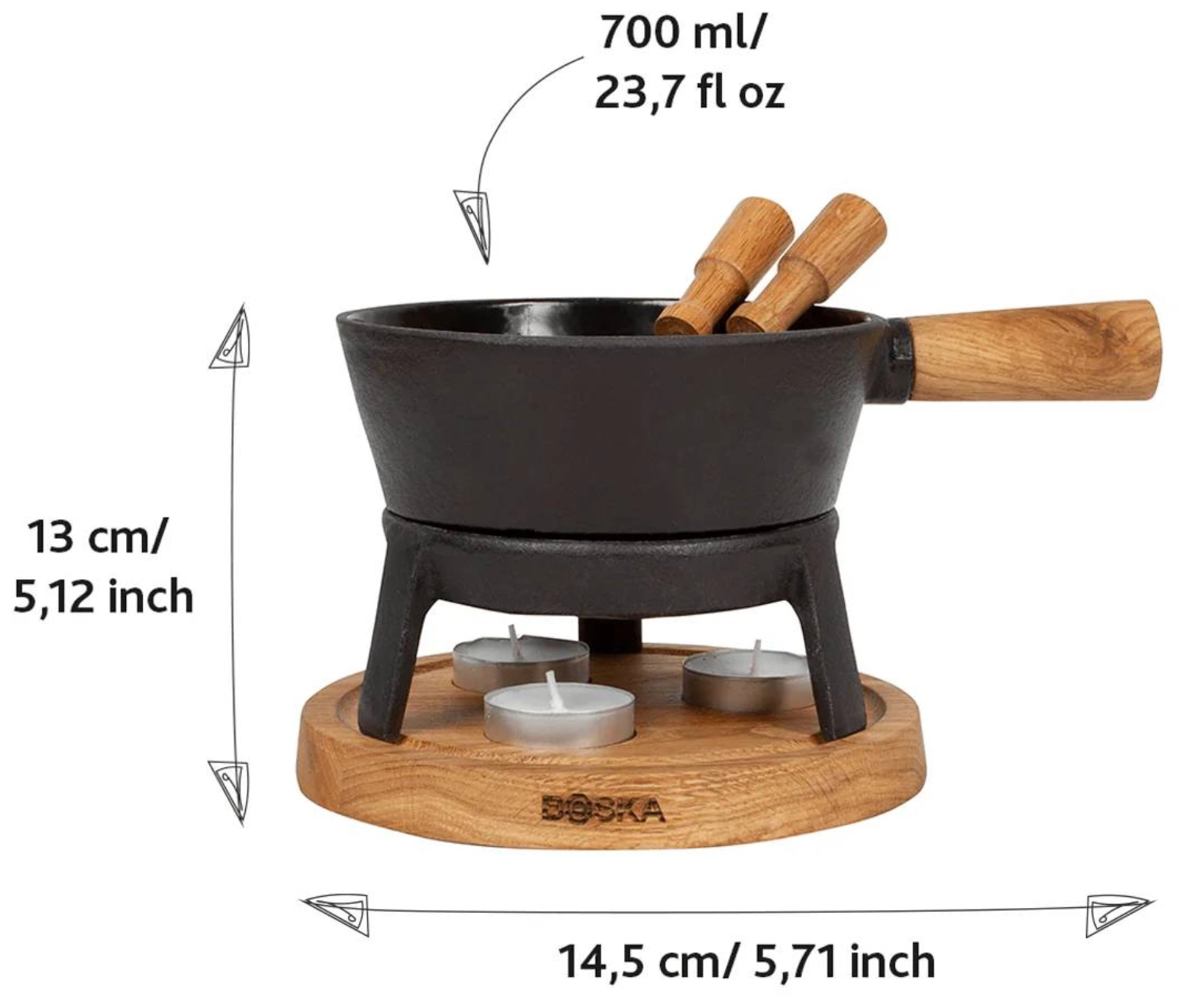 Set à fondue pro s chêne européen fonte 0.7lt