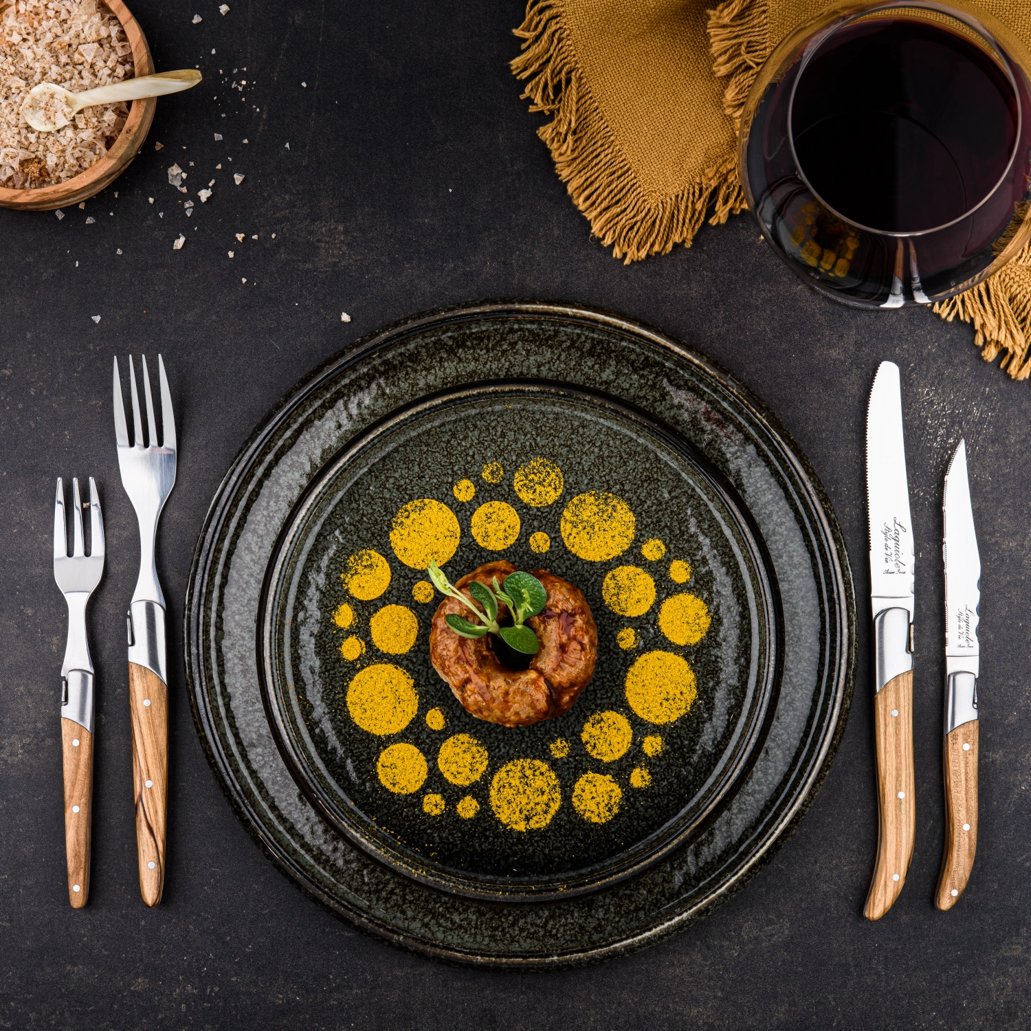 Set de 16 couverts en bois d'olivier