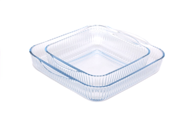 Lot de 2 plats à gratin carrés avec gaufrage