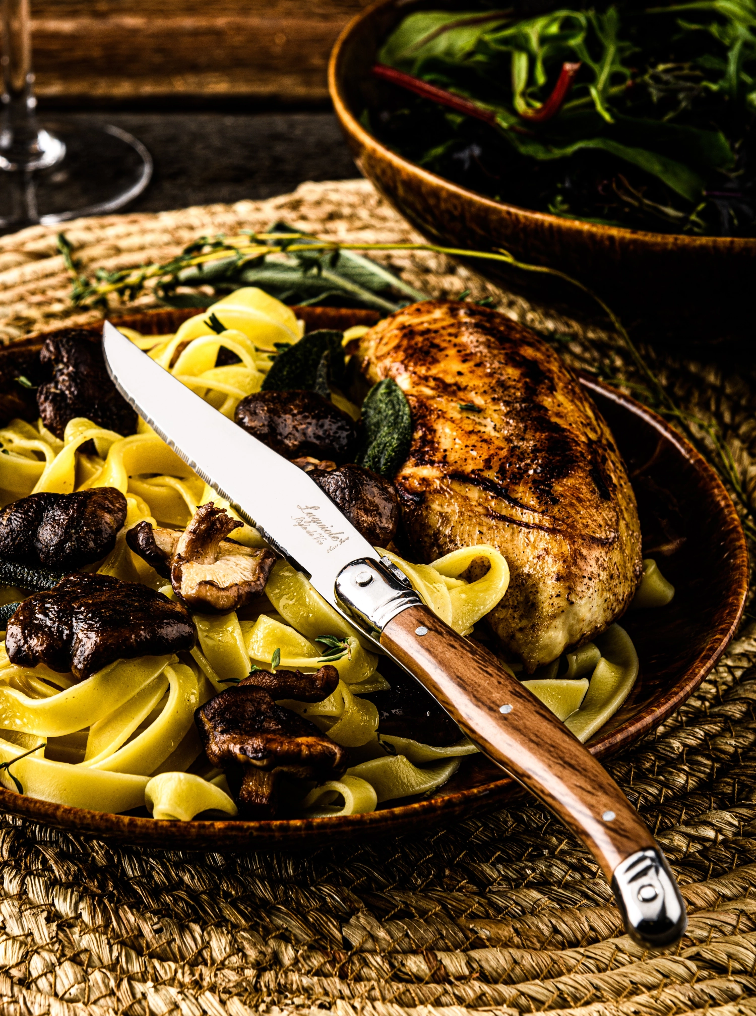 6tlg. Steakmesserset Wood mit Messerblock