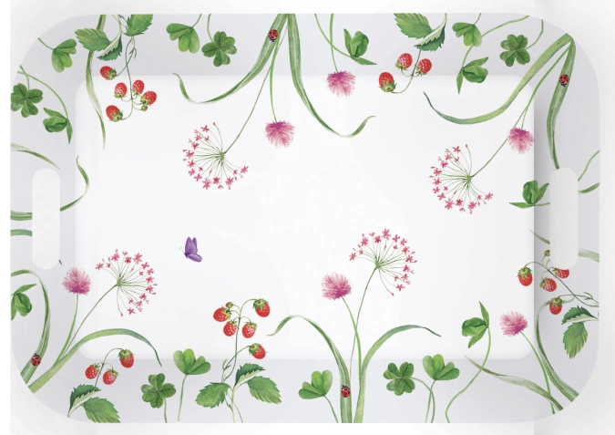 En plain air Tablett mit Griffen