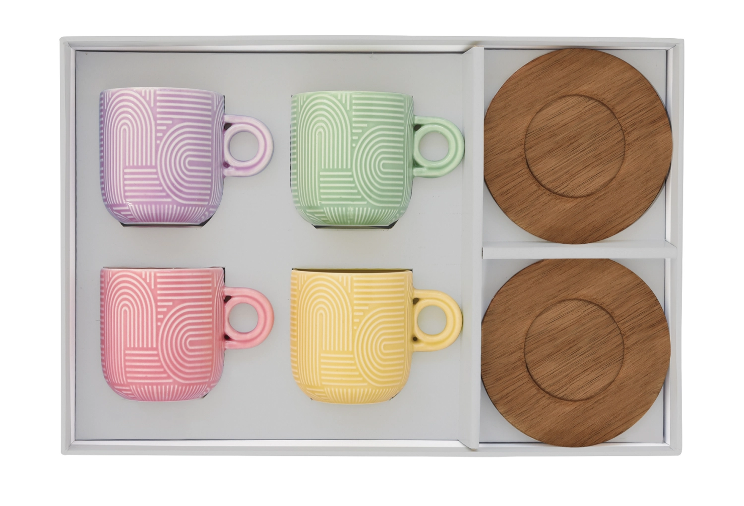 Set de 2 Take a Loop tasses à espresso sous-verres acacia