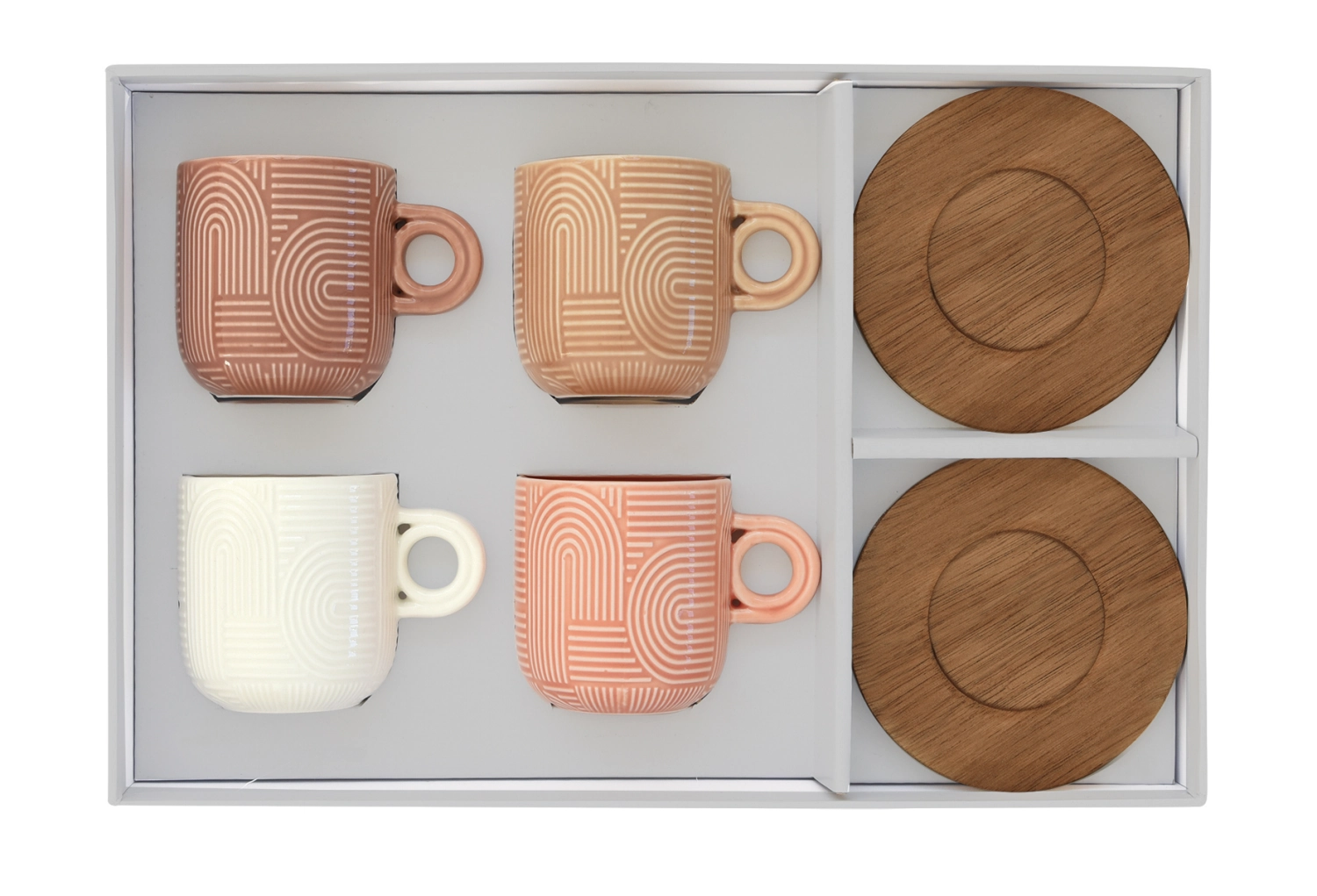 Set de 2 Take a Loop tasses à espresso sous-verres acacia