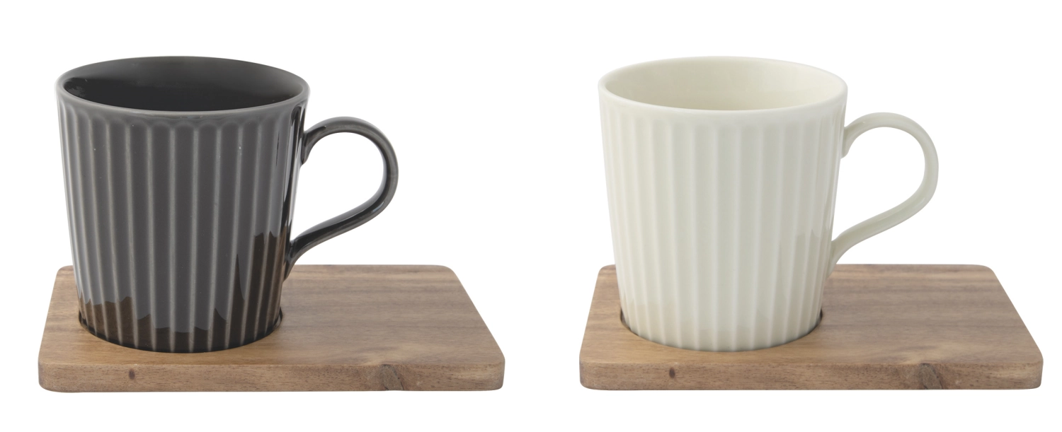 Set de 2 Take a Break tasses à café sous-verres acacia