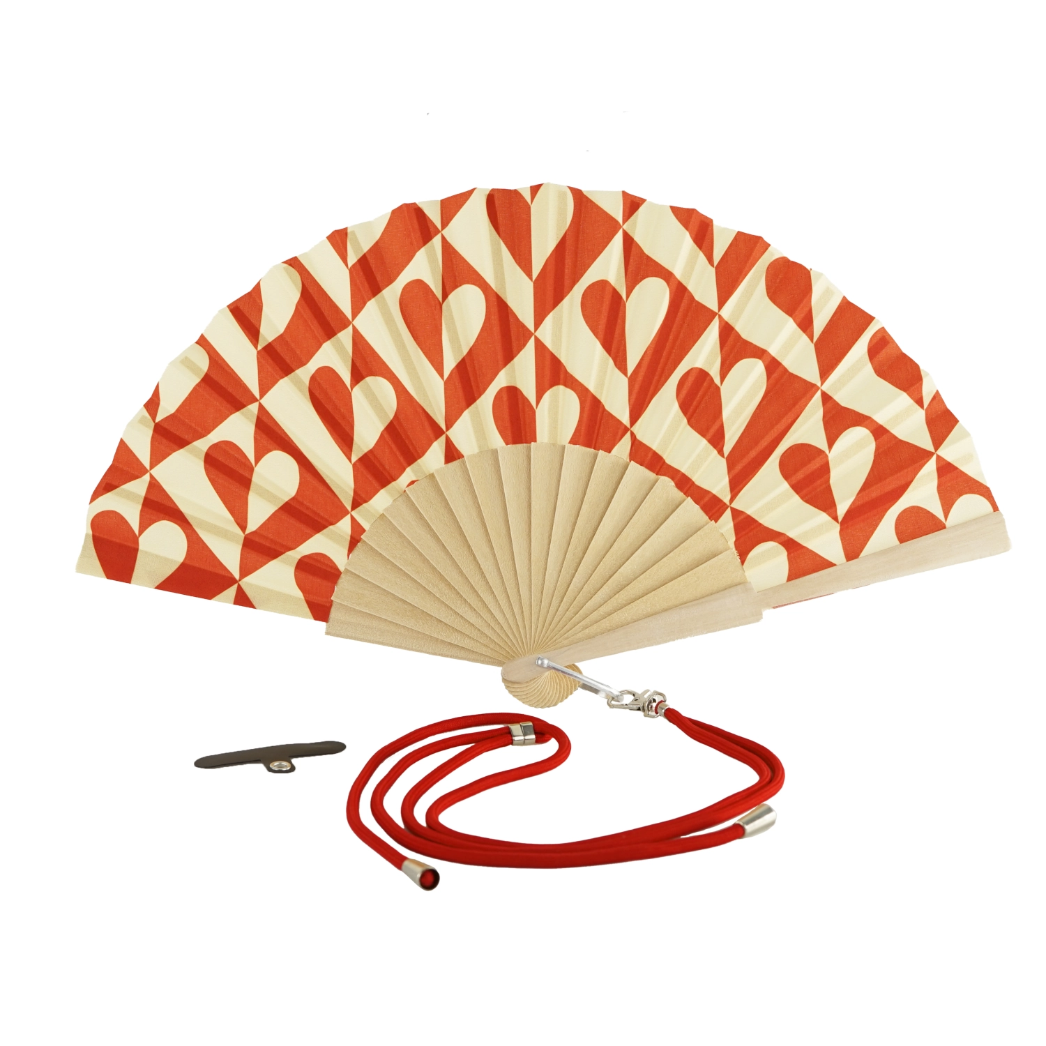 Éventail en bois décoration cœur