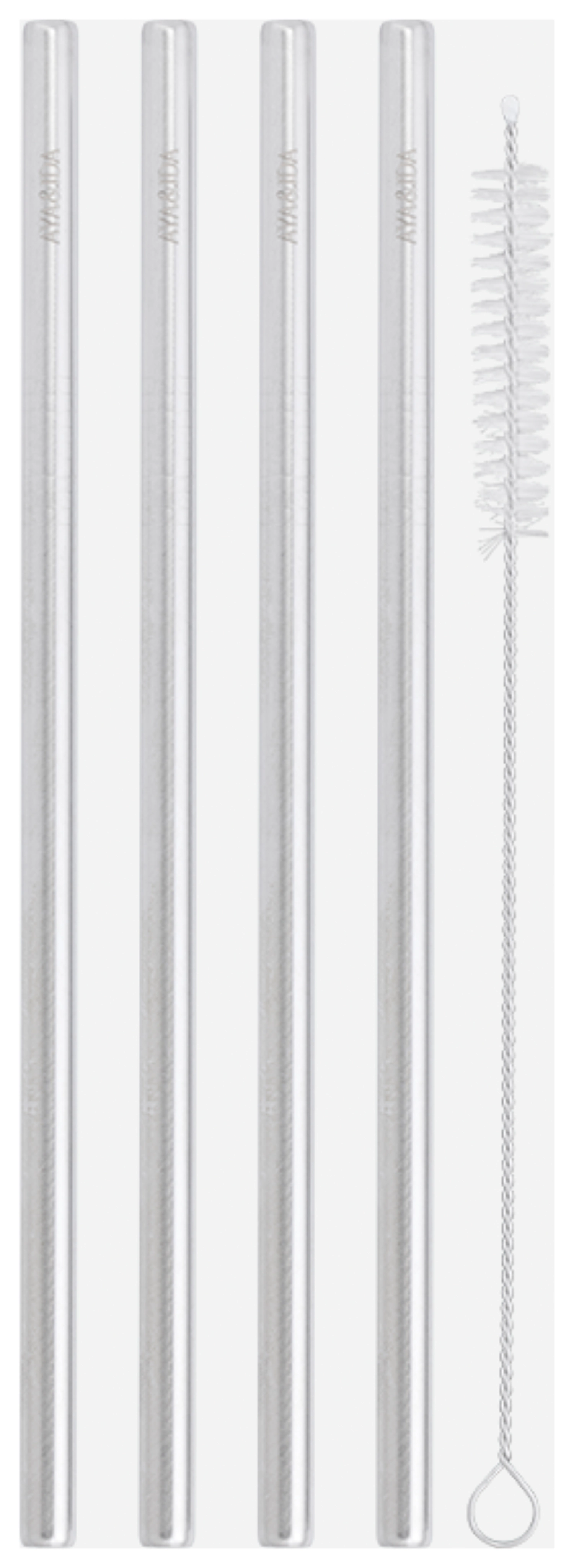4er Set Strohhalm mit Bürste,  gerade, Edelstahl