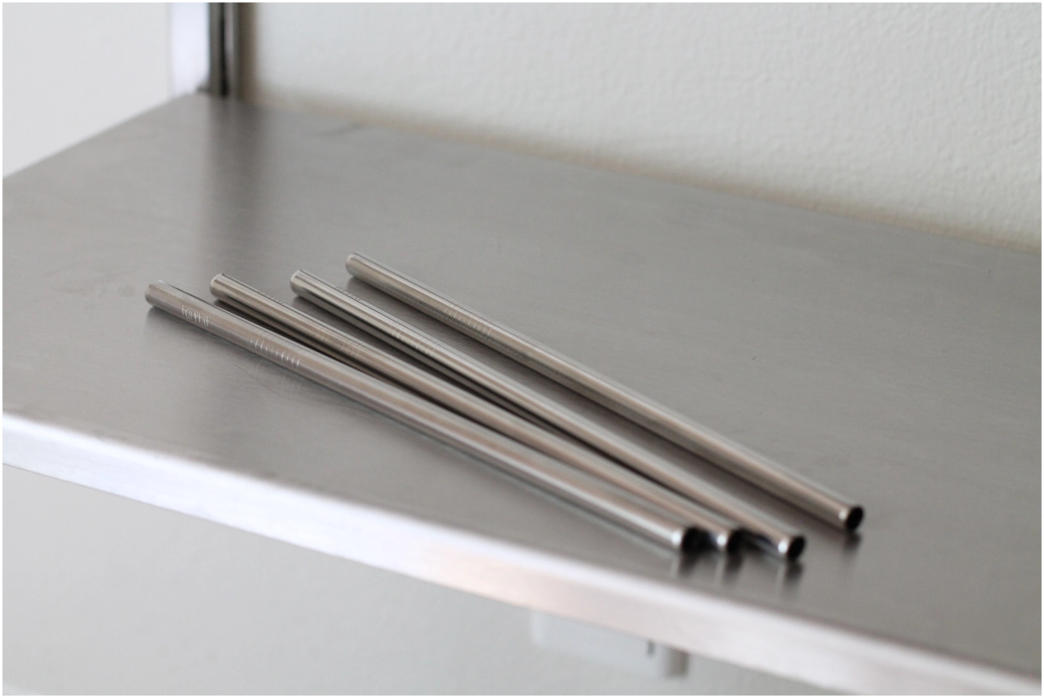 4er Set Strohhalm mit Bürste,  gerade, Edelstahl