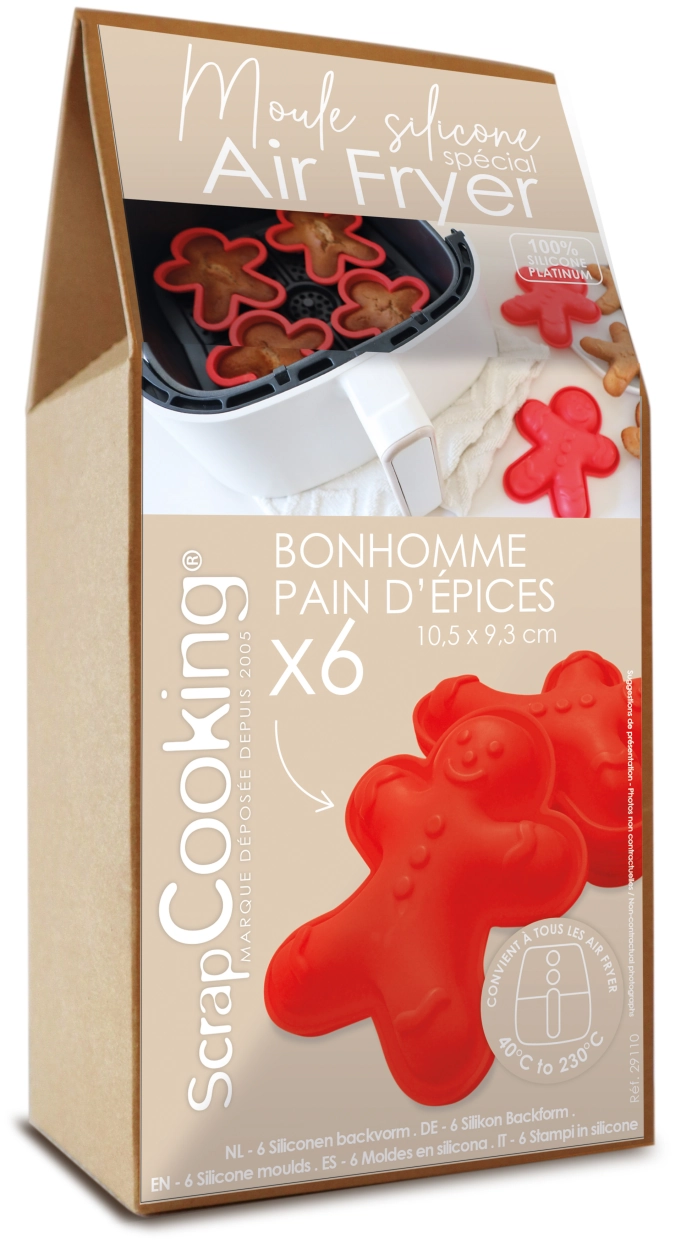 6 Moules silicone air fryer bonhomme pain d'épices