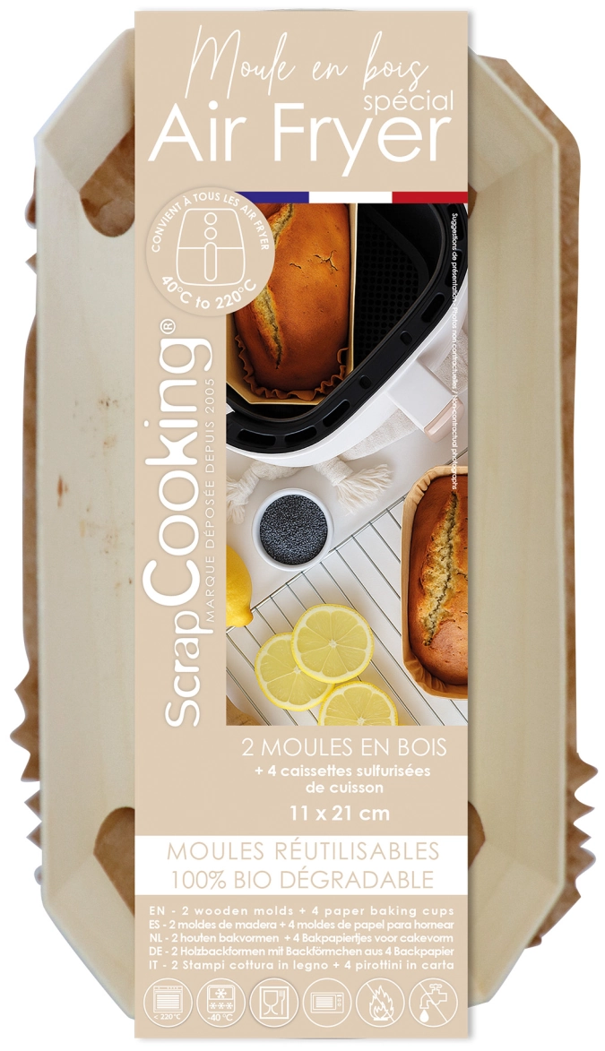 2 moules bois cake 20,5 cm  + 4 caissettes sulfurisées