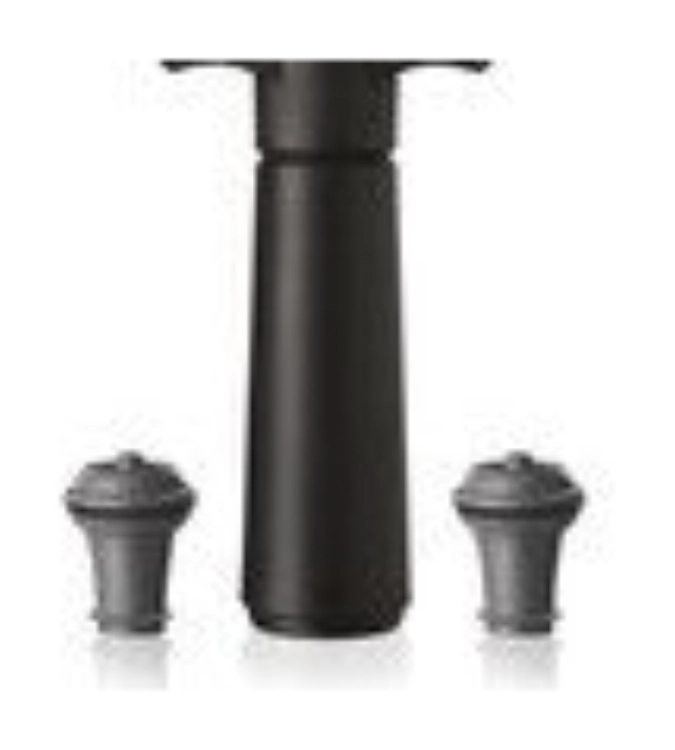 Vacu vin set - pompe avec 2 bouchons noir