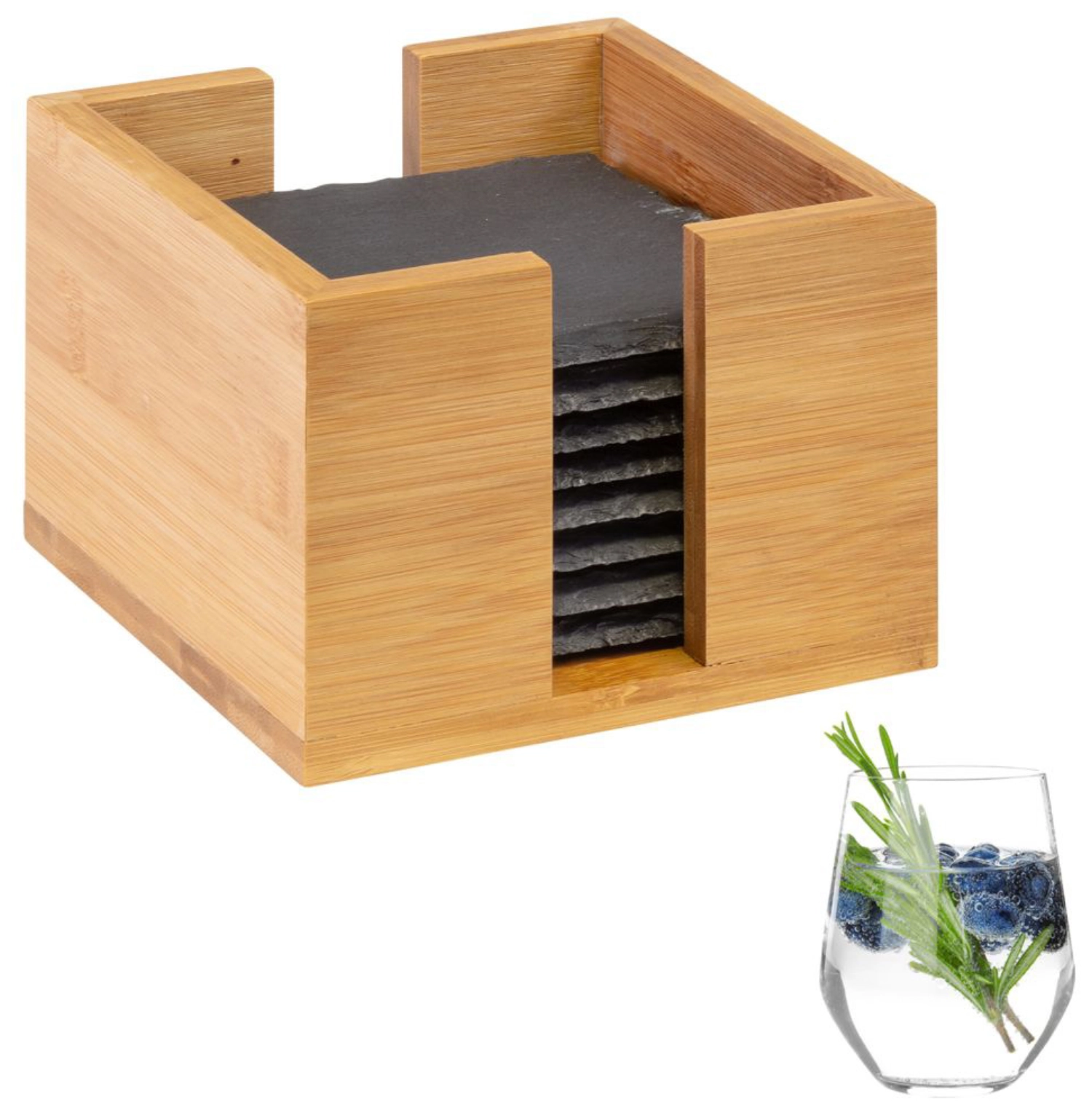 8 Stk. Naturschiefer-Untersetzer
