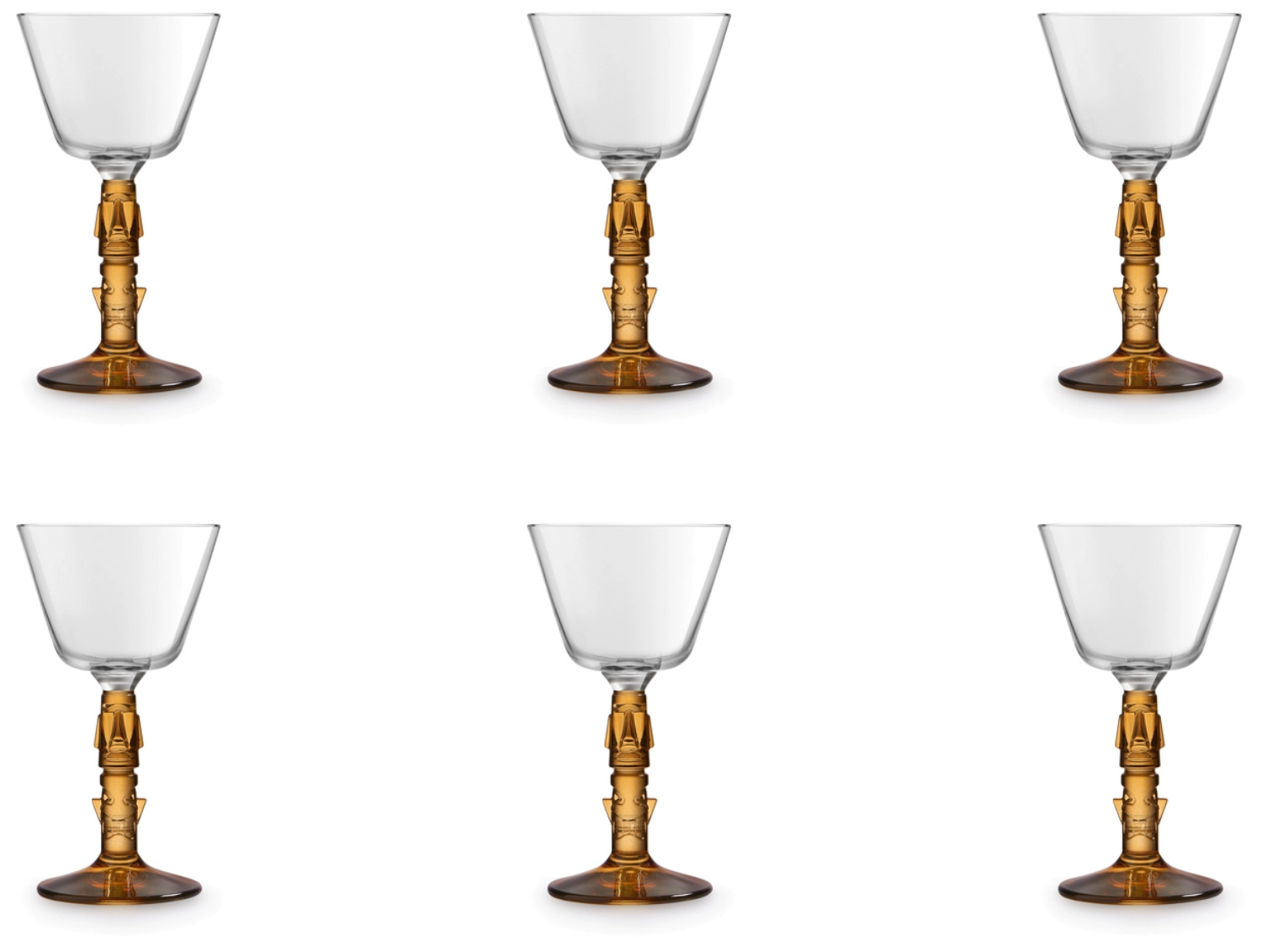 6er Set Tiki Becher Mai Tai Amber Stem