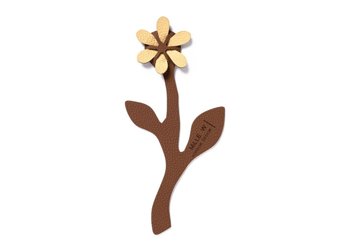 Lesezeichen Blume beige cognac