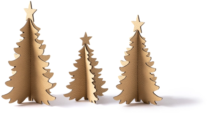 Lot de 3 sapins de Noël 9, 12, 14 cm beige
