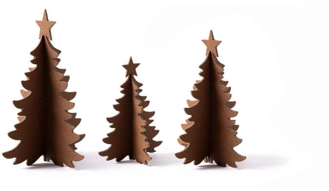 Lot de 3 sapins de Noël 9, 12, 14 cm cognac