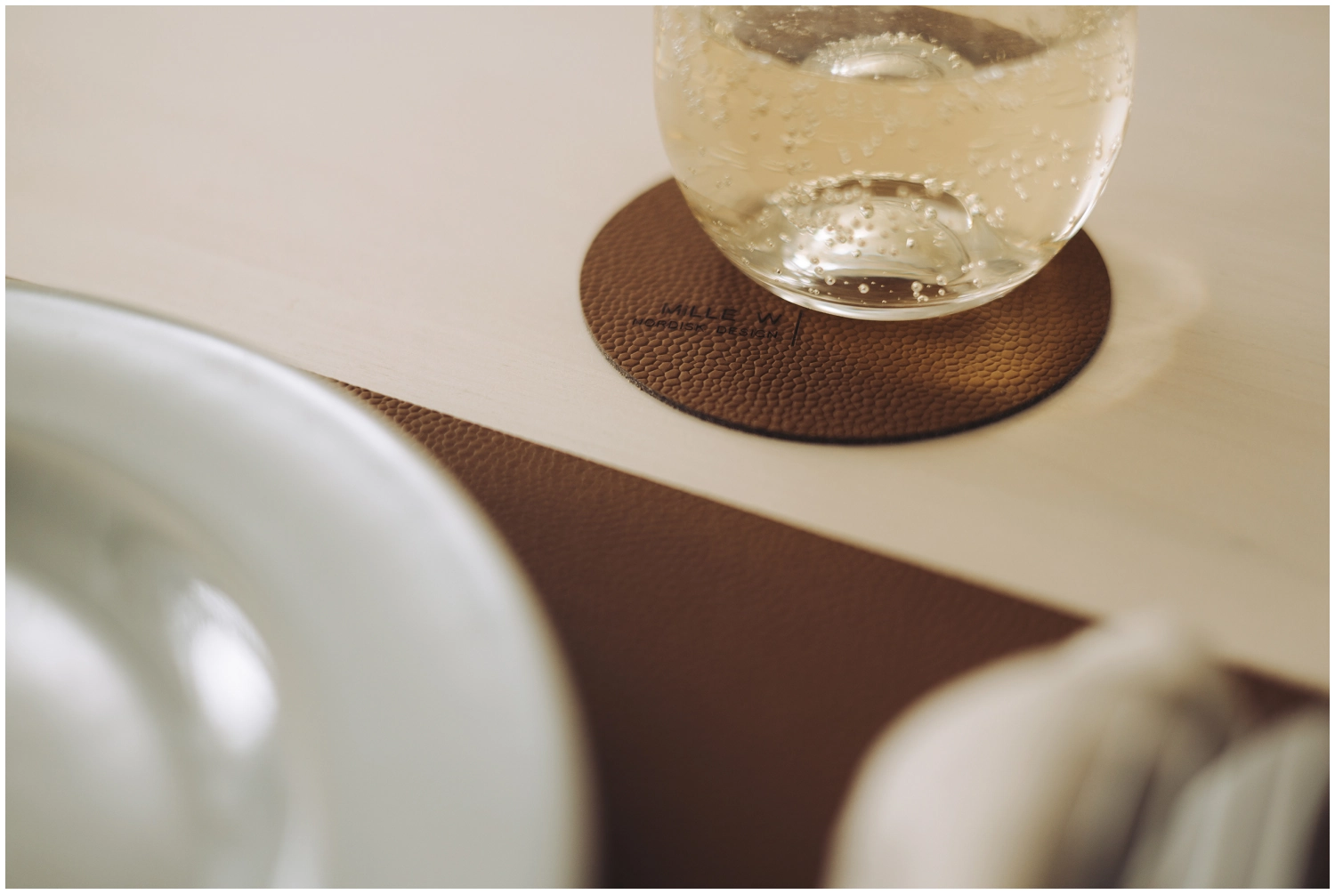 Dessous-de-verre rond cognac