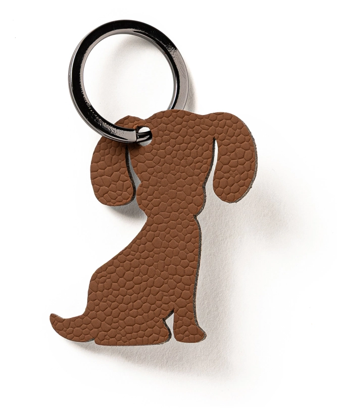 Porte-clés chien cognac