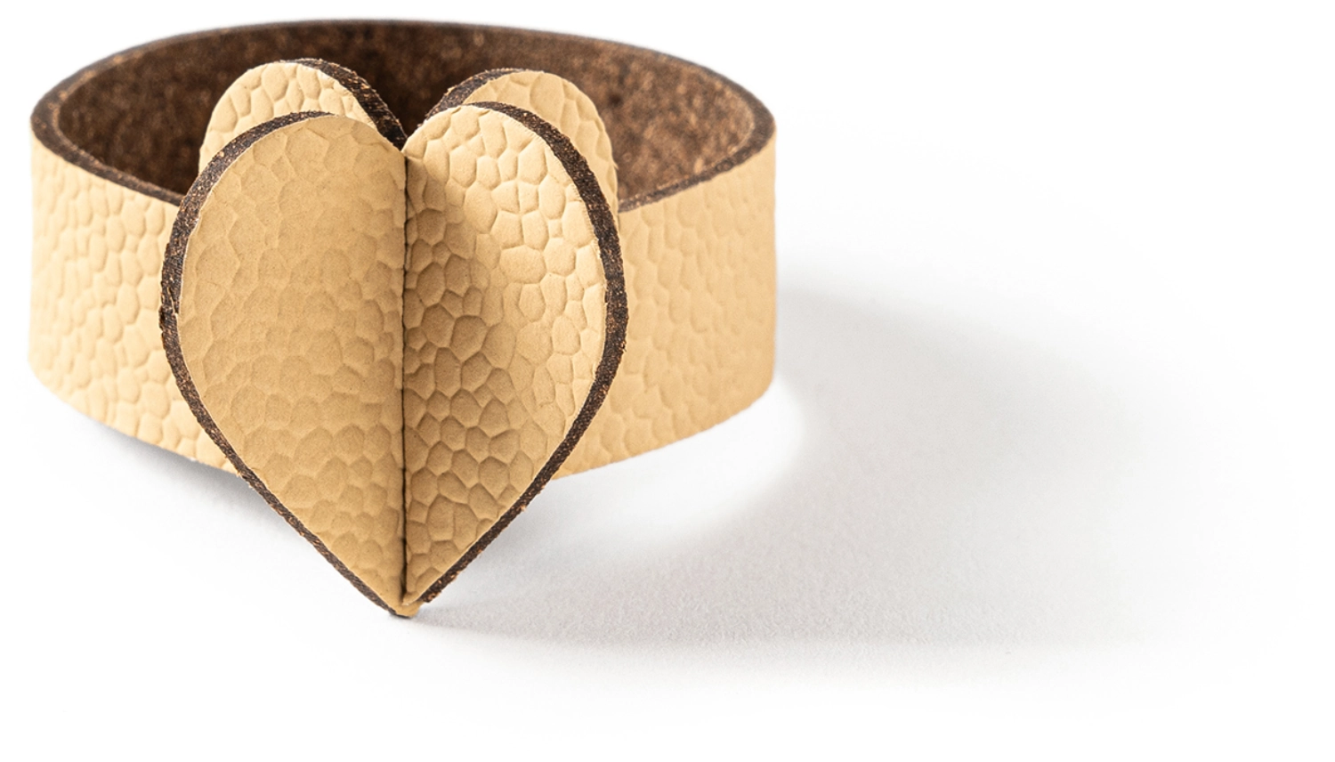 Rond de serviette cœur beige