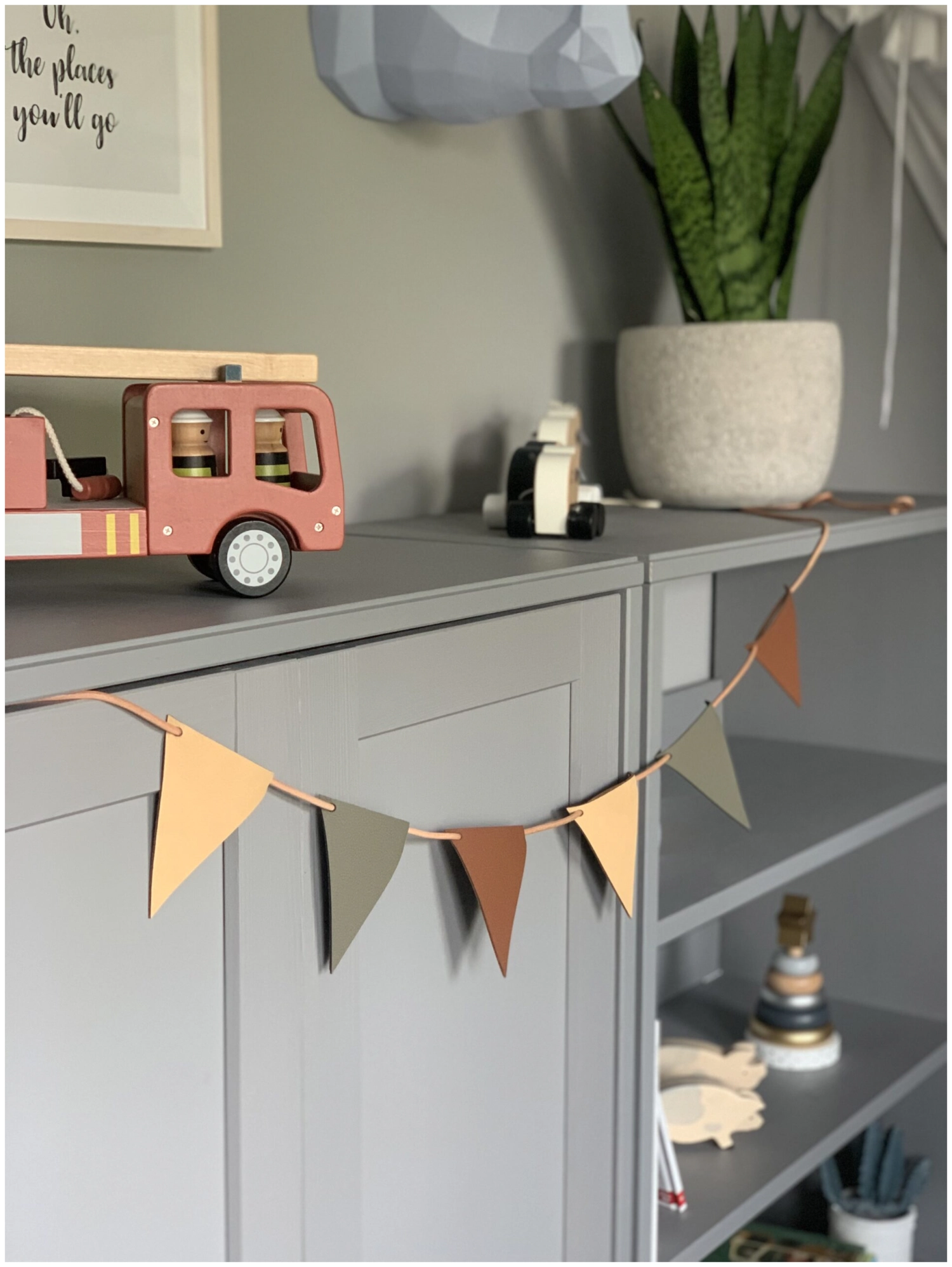 Guirlande de fanions 2 m beige