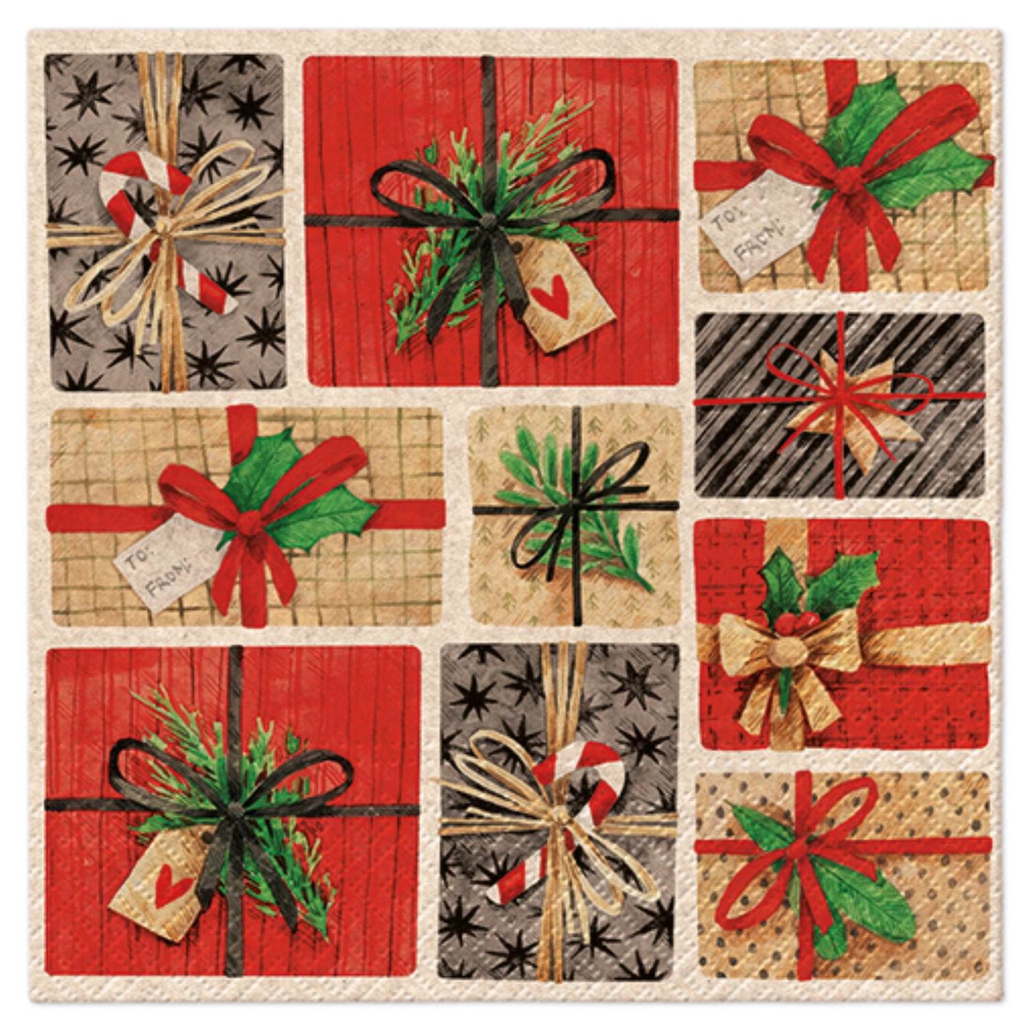 Serviettes Lunch 20x We care Composition With Gifts, 33x33cm