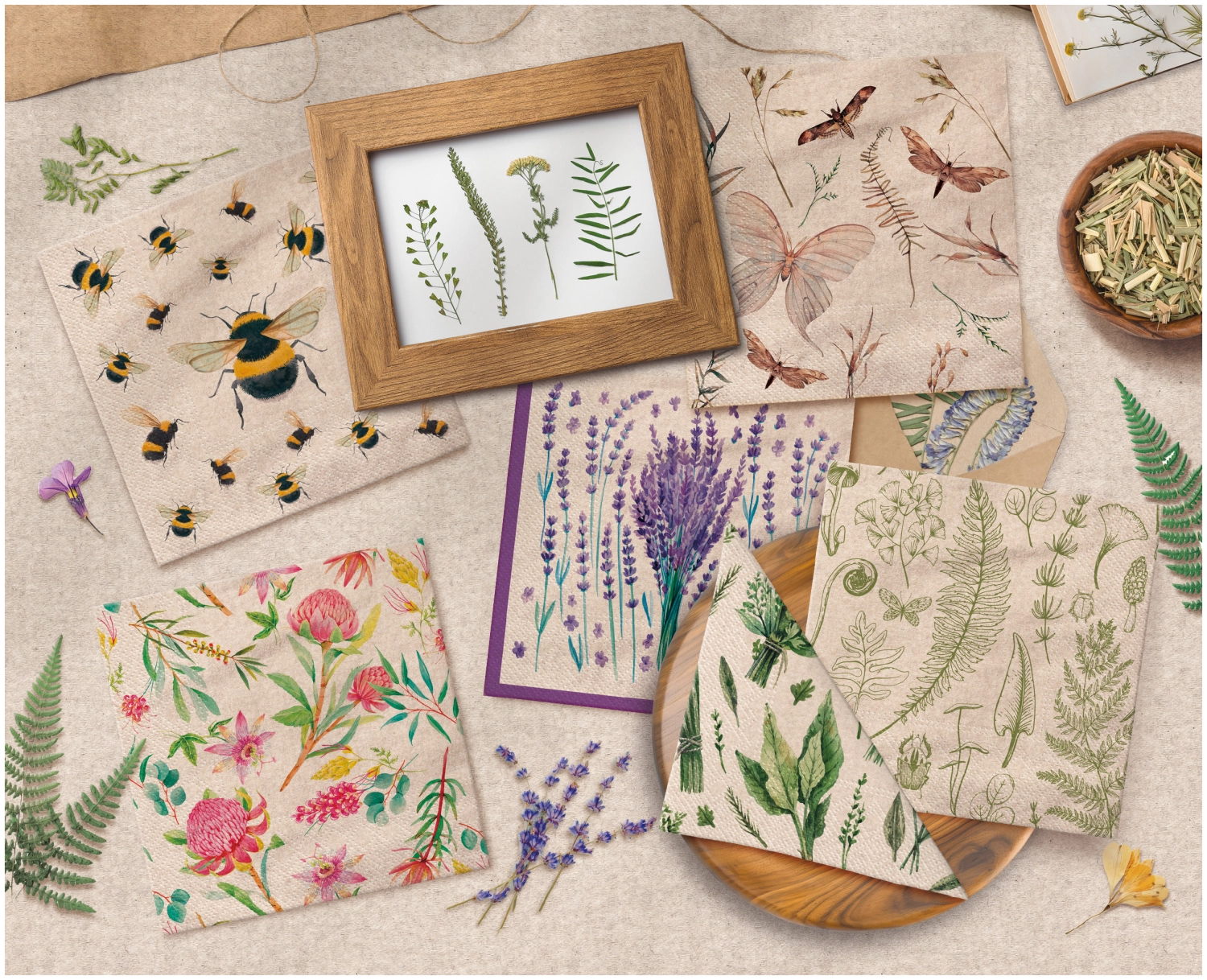 Servietten Lunch 20x We care Lavender Charm, 33x33cm